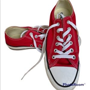 One pair of Red Converse worn 2x
